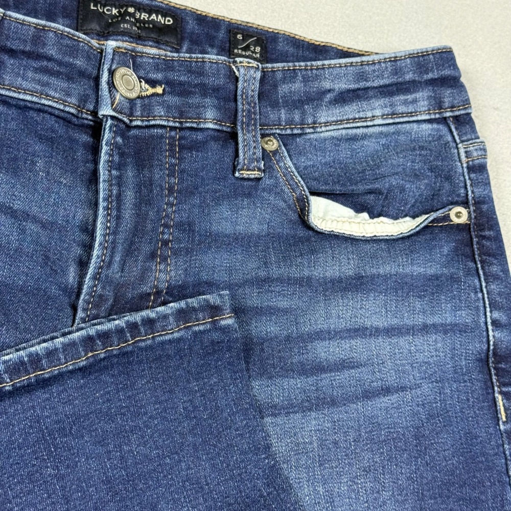 Lucky Brand Womens Mid Rise Straight Leg Jeans Dark Wash Denim Blue Size 6 28 R